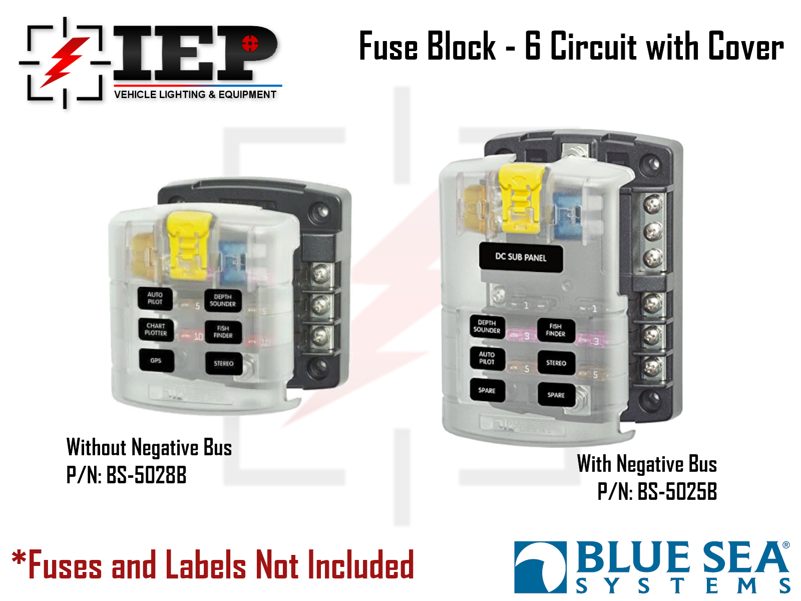 FUBOCH 6-Circuit Fuse Block Kit - 12V/24V DC Waterproof Fuse Panel With LED Indicators