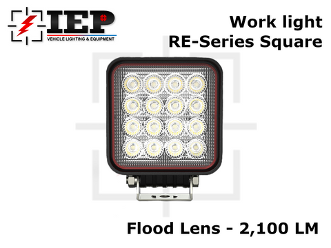 16-LED Work Light RE Series - Square 2100LM Flood