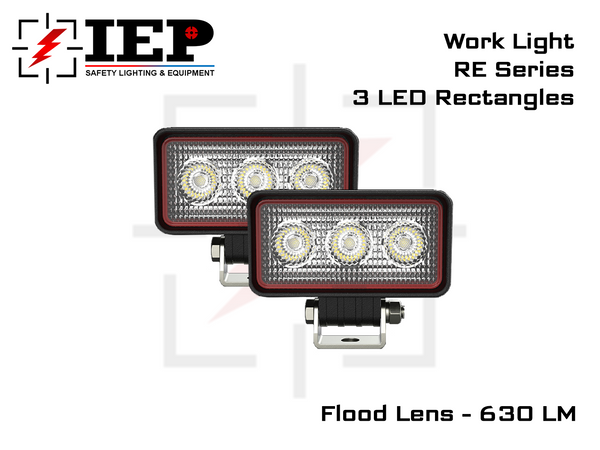 Work Light RE Series - 3 LED Rectangles Flood Beam Optics ...