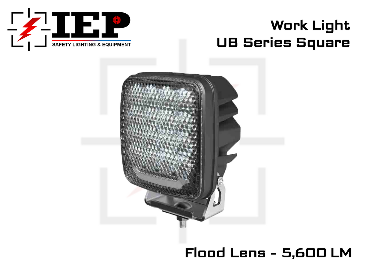 Ultra Bright Work Light UB Series - SQUARE 5,600 LM Flood Beam RED/AMB ...
