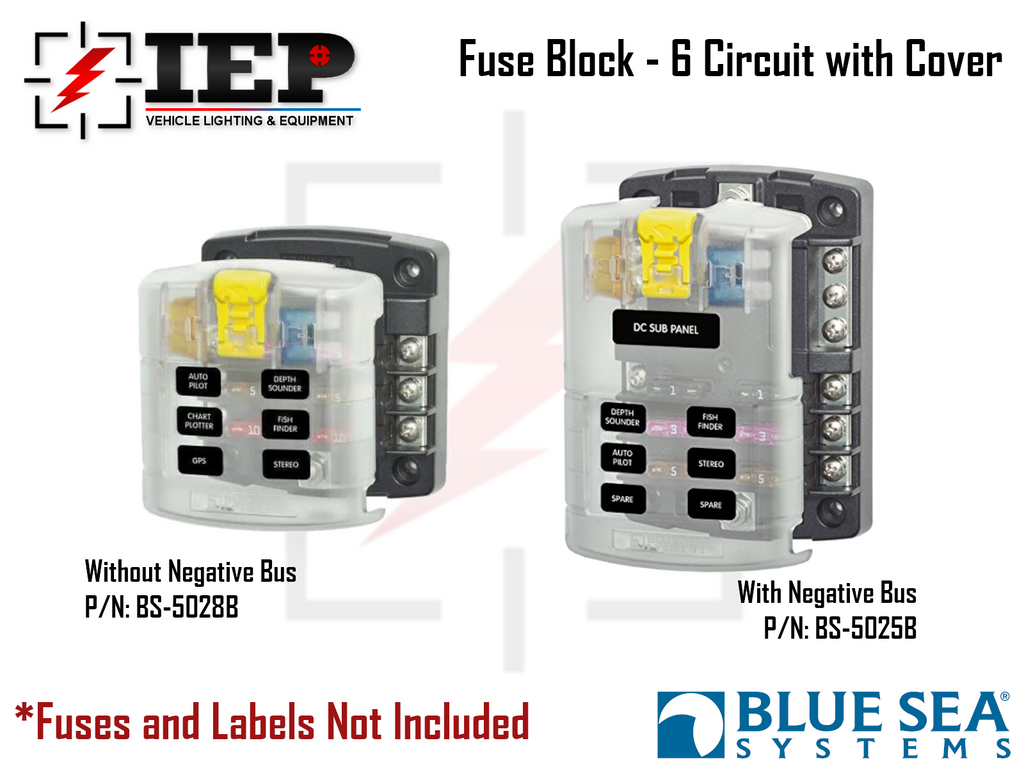 Blue Sea Fuse Block 6 Circuit with Ground Bus (Negative ...