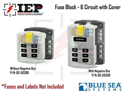 Blue Sea Fuse Block 6 Circuit with Ground Bus (Negative)