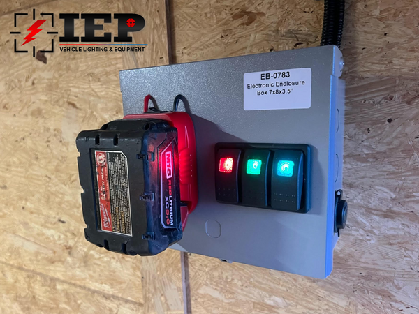 PDB Power Distribution Box with Battery Adapter (For Milwaukee, Dewalt, Ryobi, Makita, and Hercules)